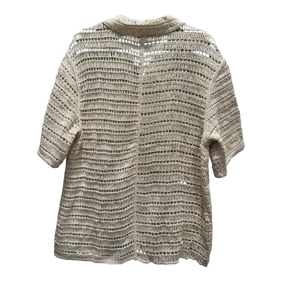 ZARA Oyster Floral Crochet Relaxed Fit Shirt Size M New - Picture 6 of 7